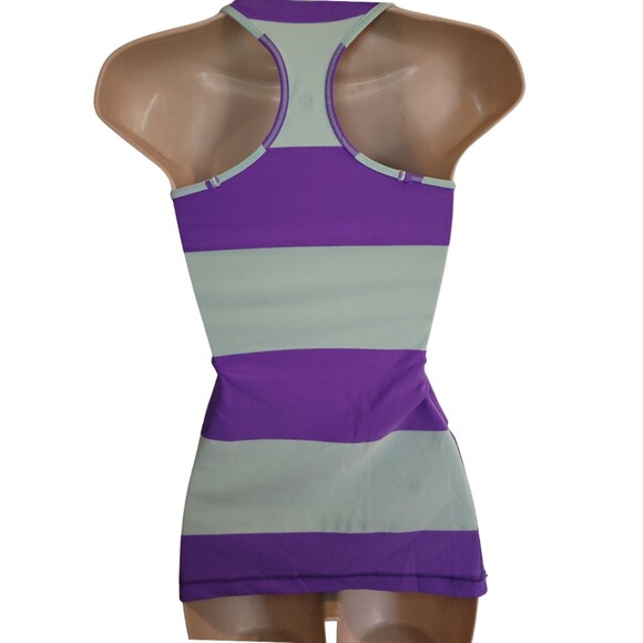 Lululemon Purple/Green Power Y Striped Scoop Neckline Tank Top Size 4 - Picture 2 of 2